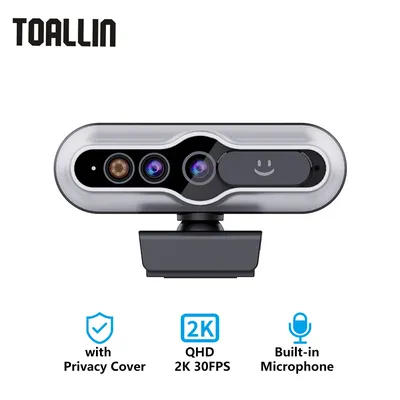 TOALLIN mini Camera Webcam 2K for Laptop Computer Web Camera USB, Compatible Windows Hello Facial