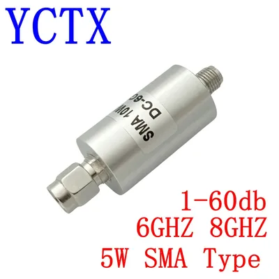 5W SMA Type Attenuator DC-6GH/8Ghz 1/2/3/5/6/10/15/20/25db/30db/40db/50/60db SMA RF coaxial Power