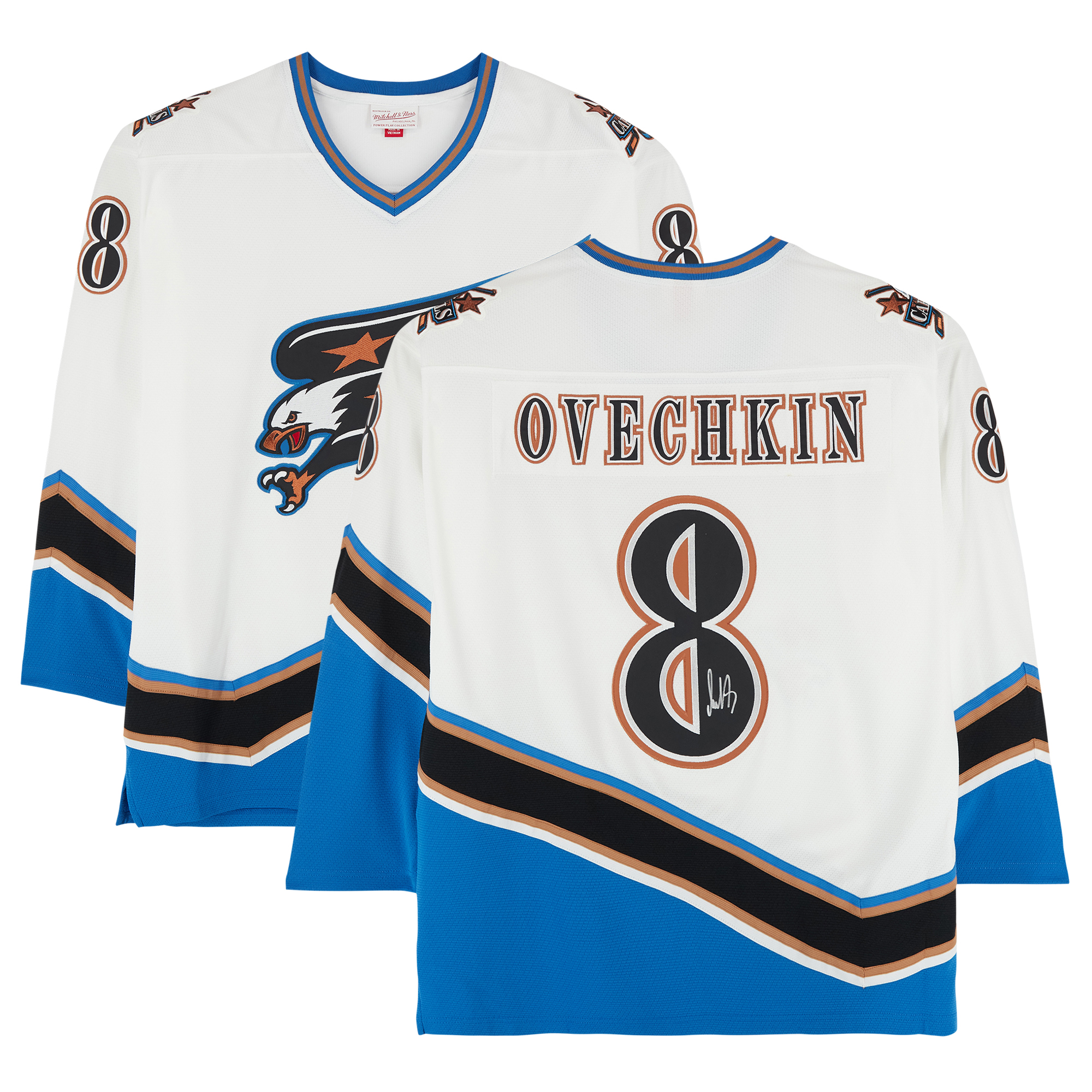 Alexander Ovechkin, signiertes weißes Mitchell & Ness-Replika-Trikot 2005–06 der Washington Capitals Image