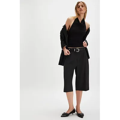 Clean Knee Length Trouser Shorts at Free People in Charcoal, Size: US 6