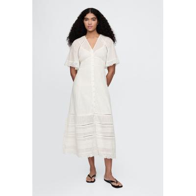 Gap Womens White Lace-Trim Midi Dress - White