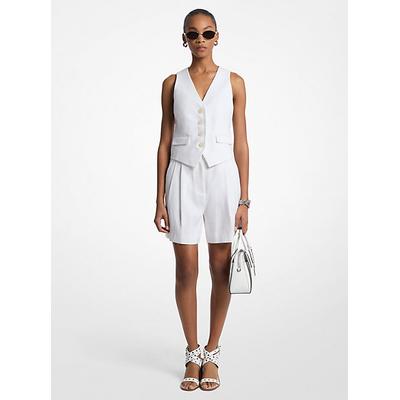 Michael Kors Pleated Linen and Cotton Shorts White 8