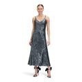 Abendkleid VERA MONT "Vera Mont Abendkleid mit Pailletten", Damen, Gr. 36, Normalgrößen, grau (grau olive), Obermaterial: 93% Polyester, 7% Elasthan. Futter: 100% Polyester., feminin, figurbetont lang, V-Ausschnitt, ohne Ärmel, Kleider, Glitzer