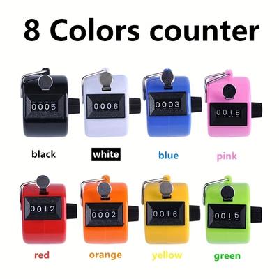 TEMU 1pc Handheld 4 Digital Counter, Mechanical Manual Palm Clicker Number Count, Assorted 8 Color Counter Number Count