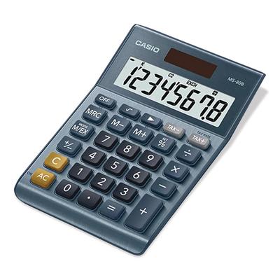 Casio MS80B 8-Digit Battery and Solar Basic Calculator, LCD, Navy Blue (CSOMS80BBU)