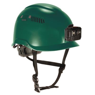 ergodyne Skullerz 8977LED Class C Safety Helmet with LED Light and Adjustable Venting, 6-Point Ratchet Suspension, Green (EGO60287)