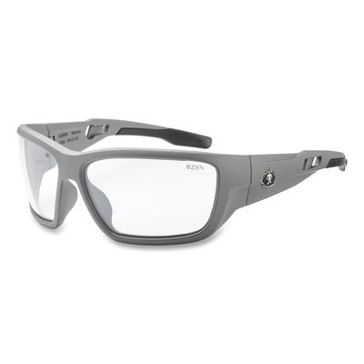 ergodyne Skullerz BALDR Safety Glasses, Matte Gray Nylon Impact Frame, Anti-Fog Clear Polycarbonate Lens (EGO57103)