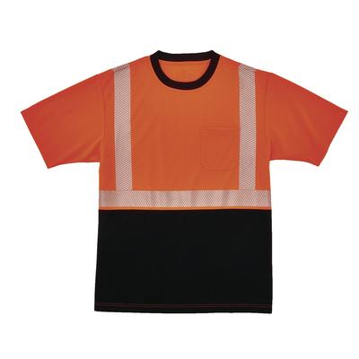 ergodyne GloWear 8280BK Class 2 Performance T-Shirt with Black Bottom, 6X-Large Long, Orange (EGO22620)