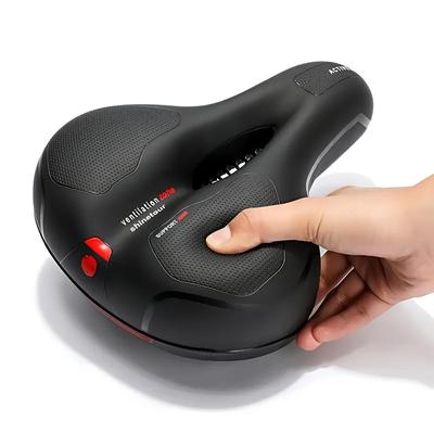 TEMU 1pc Comfortable Bike Seat Cushion - Wide Bicycle Seat For Men Women With Dual Shock Absorption - Memory Foam Padding Bike For Stationary, Exercise, Mountain, Road Bikes