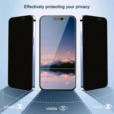 TEMU 2-in-1 Tempered Glass Privacy Screen Protector And Case For Iphone 16/15 Pro Max/14 Pro/13/12/11/xs Max/xr/xs/8p/7/6, Scratch-resistant, Anti-spy Full Coverage Shield