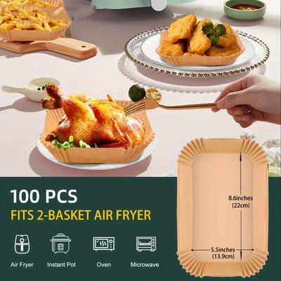 TEMU Fryer Nonstick Parchment Liners, Rectangular Disposable Paper, Oil And Waterproof Kitchen Accessories For , 50/100pcs, Paper Liner