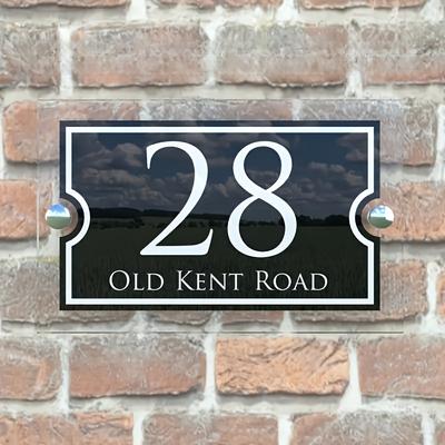 TEMU 1pc Customizable Number Sign, Plastic With Stainless Steel Screws, Wall-mounted, No Electricity Or Battery Required, Outdoor Address Plaque Image