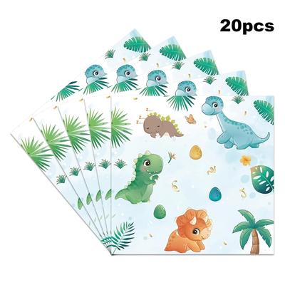 TEMU 20pcs 33*33cm/13*13in Disposable Napkins, Dinosaur Theme Pattern Paper Towels, Suitable For Theme Parties And Daily Use,