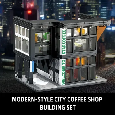 Neu in der Stadt Kaffeehaus Bausteine für Erwachsene Gebäude Street View Bau Spielzeug Weihnachts Image