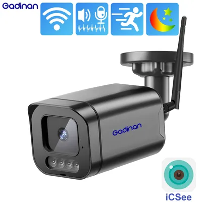 Gadinan Outdoor Metal IP Camera 5MP 3MP 2MP 1080P WIFI AI Human Detection Wireless Bullet CCTV Camera Two Way Audio IR 30m iCSEE