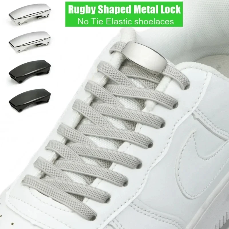 2025, neue elastische Schnürsenkel mit Metallverschluss für Herren und Damen, Turnschuhe, Lazy No Tie-Schnürsenkel für Basketball/Tennis/Joggen/Klettern Image