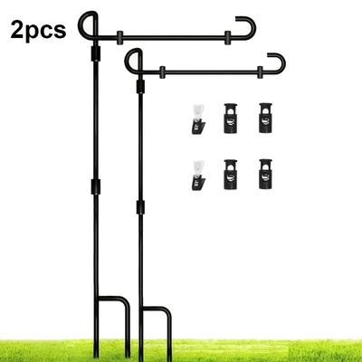 TEMU Garden Flag Pole, Garden Flag Pole Hardware, Double-sided Iron For Outdoor Yard, With 1 And 2 Spring Stoppers Without Flag
