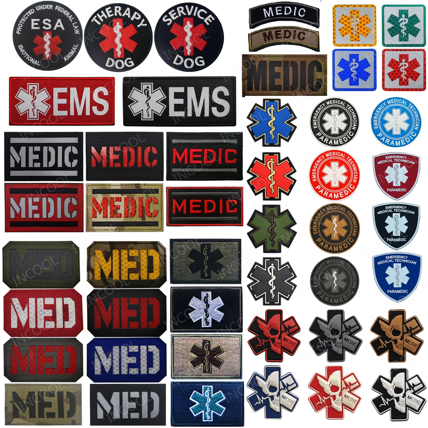 Medic EMS EMT MED Sanitäter Infrarot IR Reflektierende Patch Applikationen Erste Hilfe PVC Gummi Glow In Dark Notfallrettung Star Life Image