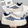 Neue Designer Print Canvas Schuhe für Männer Harajuku Stil blau High Top Sneakers Männer Espa