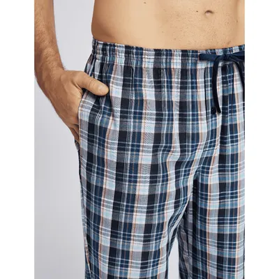 Herren-Pyjamahose, Frühling/Sommer, neu, kariert, 100 % Baumwolle, dünn, weich, bequem, elastischer Image