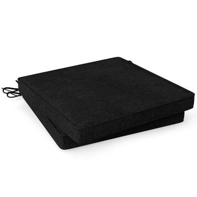 Costway Outdoor Chair Cushion Set of 2 Waterproof Fade-Resistant Olefin Seat Cushions-Black