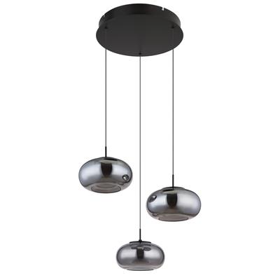 GLOBO LIGHTING LED-Hängeleuchte "QUINTARA", schwarz (schwarz matt), 1 flammig, Ø 20,00cm H: 150,00cm,, Lampen, rauchfarb