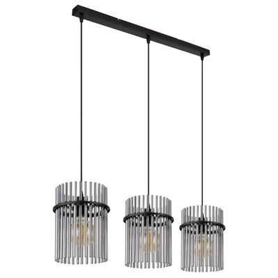 GLOBO LIGHTING LED-Hängeleuchte "GORLEY", schwarz (schwarz matt), 3 flammig, Ø 20,00cm H: 140,00cm,, Lampen, rauchfarben