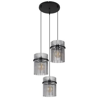 GLOBO LIGHTING LED-Hängeleuchte "GORLEY", schwarz (schwarz matt), 3 flammig, Ø 20,00cm H: 140,00cm,, Lampen, rauchfarben