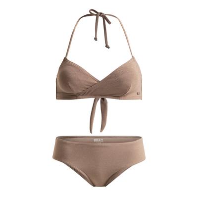 Badeanzug ROXY "Lasca", Damen, Gr. XS, grau (deep taupe), 78% Nylon, 9% Nylon, 7, 00% Metall, 6, 00% Elasthan, Badeanzüge Image