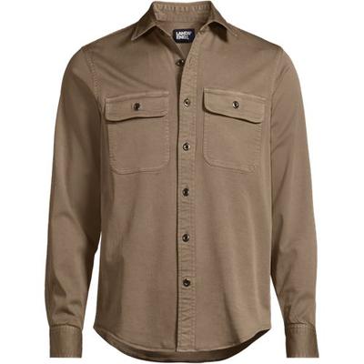 Garment Dyed Overshirt, Men, size: 46-48, regular, Brown, Spandex/Lyocell/Viscose, by Lands' End