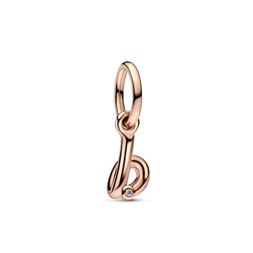 Pandora Moments Letter b 14k rose gold-plated dangle with clear cubic zirconia