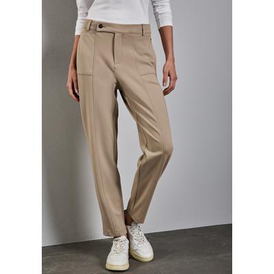 Stoffhose STREET ONE, Damen, Gr. 46, Länge 30, beige (safari beige), Stoff, 61% Viskose, 32% Polyamid, 7% Elasthan, unifarben, casual, comfort fit lang, Hosen, High Waist Image