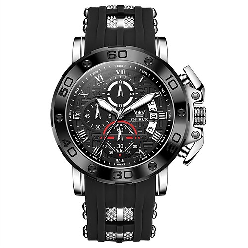 Neue Herren-Business-Uhr der Marke Olevs, im Dunkeln leuchtender Chronograph, Kalender, multifunktionale Sport-Quarzuhr, wasserdichte Freizeit-Herrenuhr mit großem Zifferblatt Image