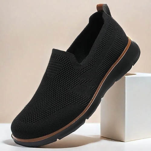 Slip-On-Sneaker aus Strick für Herren, atmungsaktives Mesh-Obermaterial mit bequemer Passform, lässiger, leichter Schuh für den Alltag und Outdoor-Aktivitäten Image