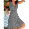 Damen Minikleid Casual kleid A Linie Kleid Stilvoll Brautkleider schlicht Urlaub Täglich Regular Fit Blumen Ärmellos V Ausschnitt Schwarz Wein Blau Purpur Sommer