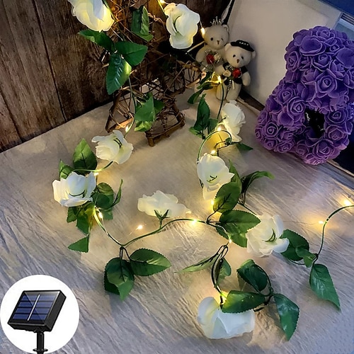 blume lichterketten solar hochzeit dekoration lichterketten 2 mt 20 leds im freien wasserdichte girlande lichter garten balkon terrasse urlaub weihnachtsfeier hintergrund wand dekoration Image
