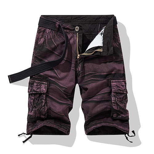 Herren Cargo-Shorts Shorts mit Camouflage-Muster Shorts Wander-Shorts Gerader Schnitt 6 Taschen Tarnung Komfort tragbar Arbeit Täglich Streetwear Lässig Schwarz Armeegrün Mikroelastisch Image
