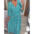 Damen Langes Kleid Maxikleid Freizeitkleid Boho Chic Kleider Boho-Kleid Elegant Bohemien Stilvoll Urlaub Lässig Täglich Normale Passform Grafik Kurzarm V Ausschnitt Rote Marineblau Blau Grün Sommer