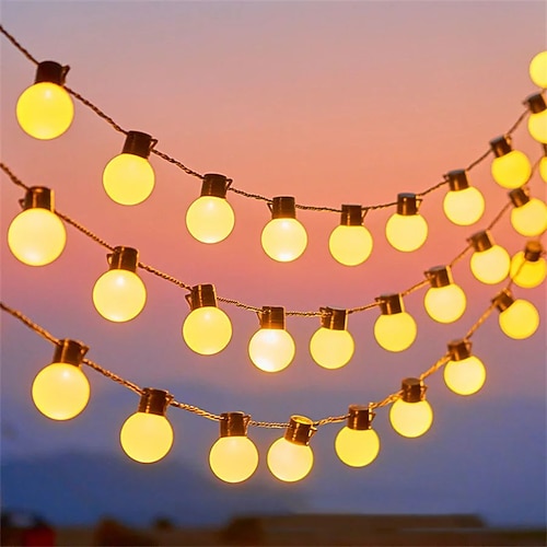 Solar-Lichterkette mit wasserdichten G50-Glühbirnen für den Außenbereich, 5m bis 7m, ideal für Weihnachten, als Dekoration für Garten, Terrasse, Campingatmosphäre Image
