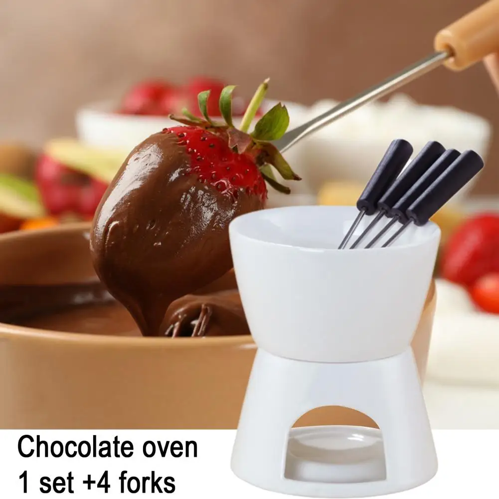 Soße Fondue Elegantes Keramik Fondue Butterwärmer-Set für Schokolade, Käse, Karamell, hochtemperaturbeständige Topfschale für sogar Image
