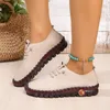 Damen Große Größe 35-43 Yard PU-Leder Sportschuhe Laufschuhe Flacher Boden mit elastischen Riemen Schuhe für Damen Sneakers