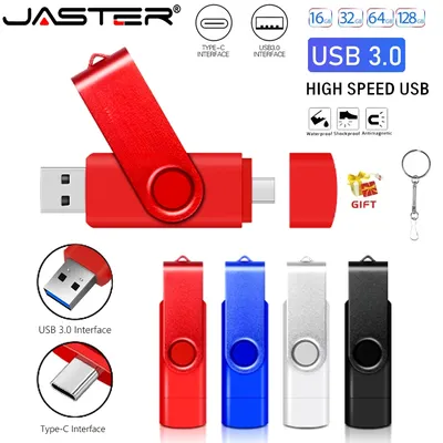 JASTER Metal 2 IN 1 Typ C Pen Drive 128 GB Memory Stick High Speed USB 3.0 Flash Drive 4 GB 8 GB 32 Image