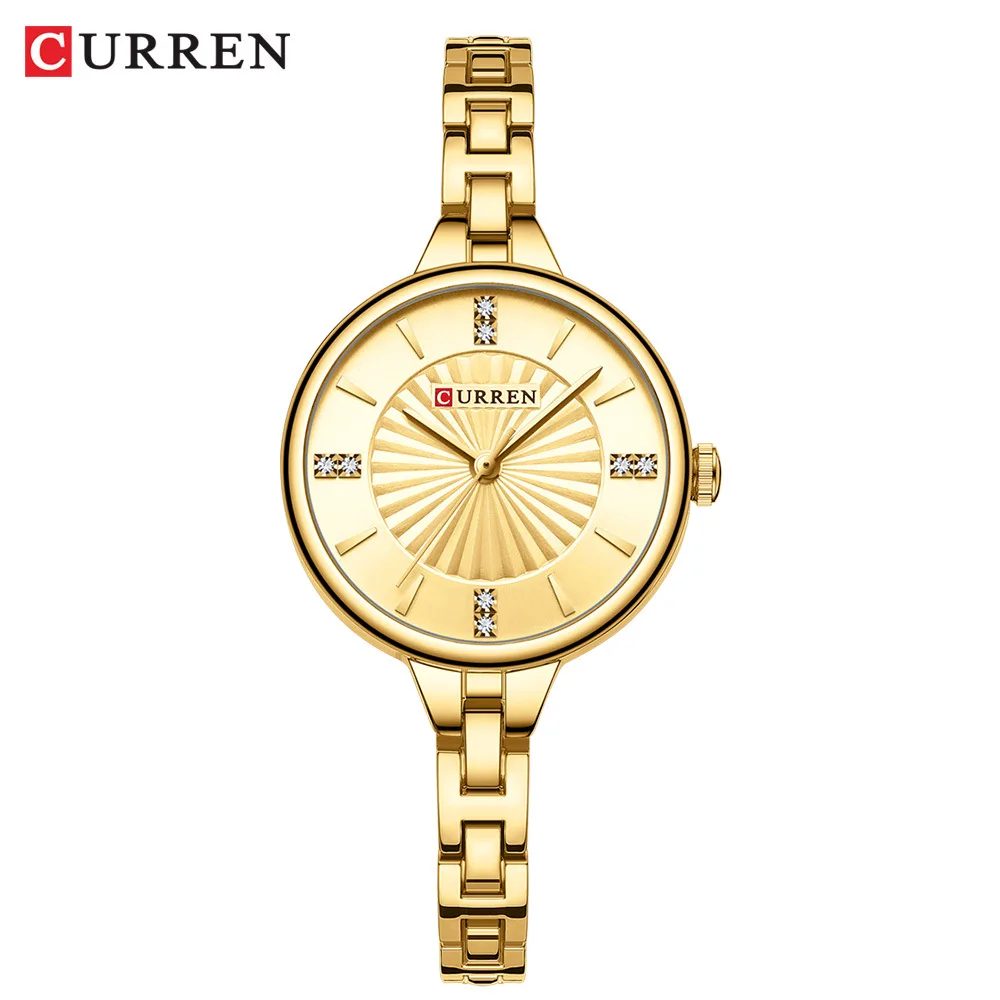 CURREN 9097 Top-Marke Damen-Quarzuhr, modisch, lässig, Gold, Silber, wasserdicht, Edelstahlarmband, elegante Damenuhr