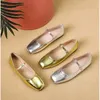 2025 elegante Frau Karree Lolita Dame Barfuß Boot Gold Wohnungen Elegante Weiche Sohle Ballerina Party Mary Jane Schuhe