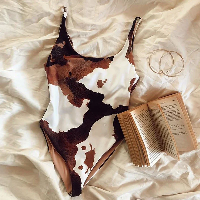 Sexy bedruckter einteiliger Badeanzug für Damen, Monokini, hoch geschnittene Badebekleidung, weiblich, sexy Badeanzug, Badeanzug für Damen, Bade-Body Image