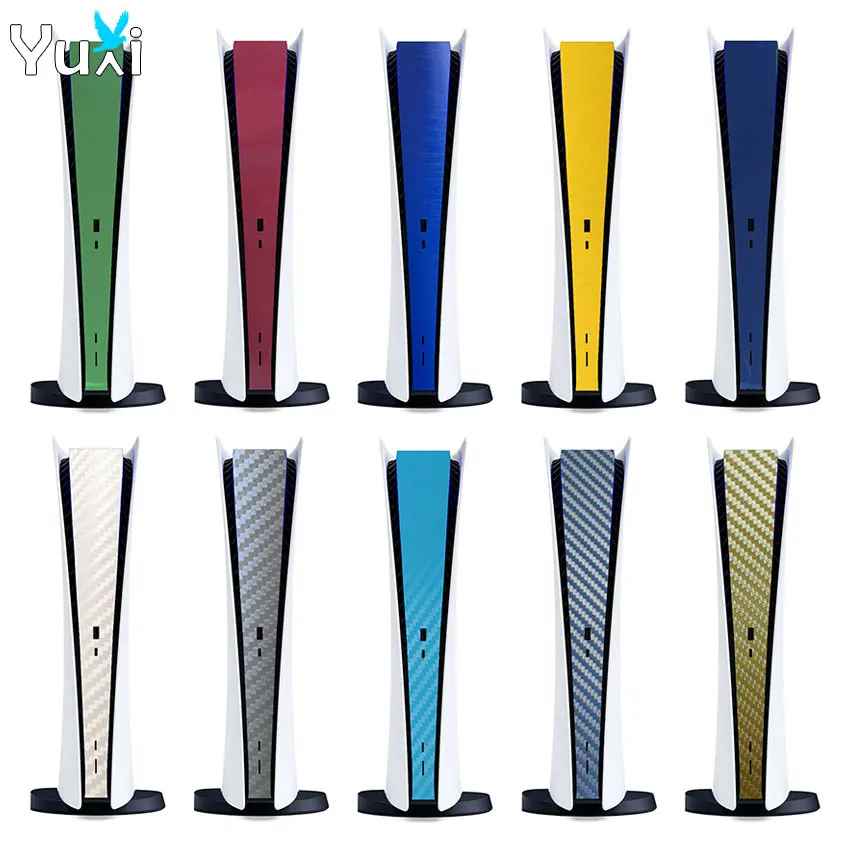 YuXi 1-teiliger Disk Edition Carbon Fiber Skin Cover Aufkleber für PS5 Konsole Host Center Aufkleber Spielzubehör Image