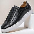 sneakers casual da uomo con motivo coccodrillo bianco – scarpe stringate alla moda per l'uso quotidiano e le uscite alla moda
