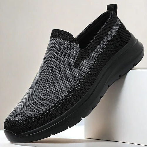 scarpe da ginnastica sportive slip-on da uomo, maglia traspirante, comode scarpe da corsa con suola bianca, calzature sportive casual per l'uso quotidiano e all'aperto