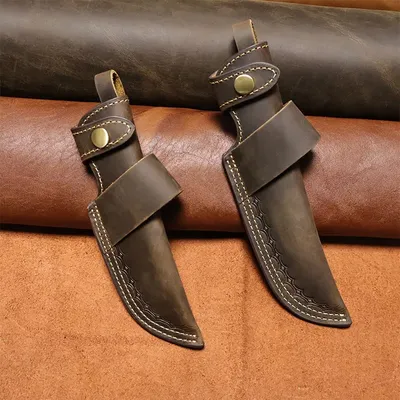 1pcCasual men's outdoor box knife complete with sheath, leather knife box featuring a belt, edknife