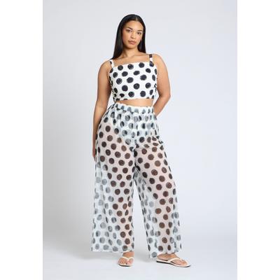 Plus Size Women's Wide Leg Cover-Up Pant by ELOQUII in Black And White Dot (Size 18/20)